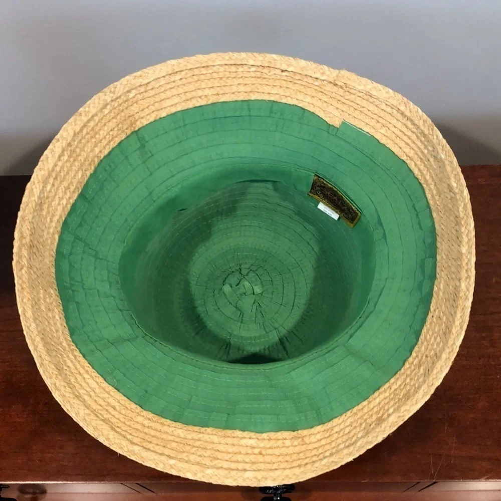 Scala Collection Green Straw Floppy Bucket Sun Hat